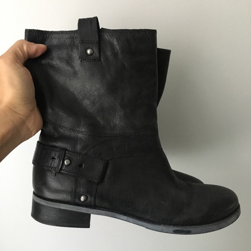 Black leather ankle boots